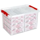SUNWARE Q-Reihe Box für Weihnachtsdekoration mit Ablagen für 116 Kugeln, transparent/rot, Einheitsgröße