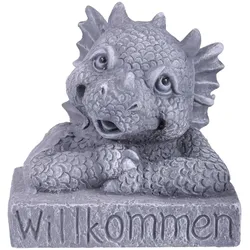 Gartenfigur Drache Figur Skulptur Gartendeko Garten Terrasse Deko Staue