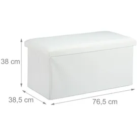 Relaxdays Truhenbank Gepolstert Weiß 76,5 x 38 x 38,5 cm