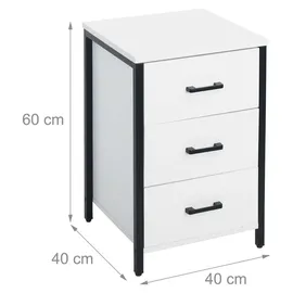 Relaxdays Nachtschrank 3 Schubladen 40 x 40 x 60 cm Weiß/Schwarz