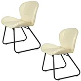 Casa Moro Polsterstuhl Besucherstuhl Stuhl Esszimmer Echt Leder Beige (Schalenstuhl bequem modern Lederstuhl), Echtleder Esszimmerstuhl als 1 Stuhl, 2er, 4er & 6er Set beige