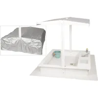wondermake® Sandkasten mit Matschküche und Dach weiß/silber