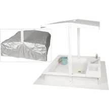 wondermake® Sandkasten mit Matschküche und Dach weiß/silber