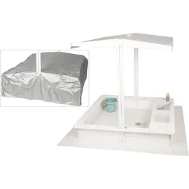 wondermake® Sandkasten mit Matschküche und Dach weiß/silber
