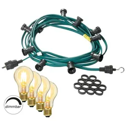 SATISFIRE Illu- Party Garten Außenlichterkette 10m grün 30x dimmbare Glühbirne