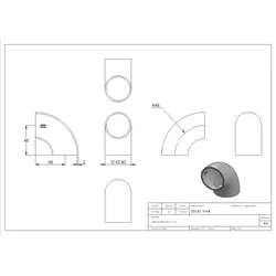 Schweißbogen 90°, 42,4 x 2,0mm, ungeschliffen, V4A