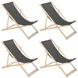 Liegestuhl Strandliege Gartenliege Sonnenliege 4 Stück / Black / Buchenholz