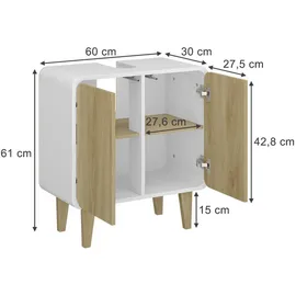 Vicco Waschbeckenunterschrank Arla Weiß/Eiche 60 x 61 cm