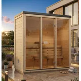 SPANOVA Gartensauna Ruudi S | Glasfront Saunahaus 42mm Fichte | Kompakt Modern