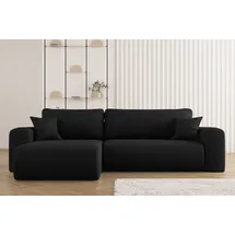 kaiser möbel Ecksofa mit Schlaffunktion und Stauraum für Bettzeug, L-förmiges ,Capri Stoff Verita Rechts Schwarz
