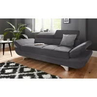 2-Sitzer COTTA "Enterprise", grau, B:218cm H:75cm T:104cm, Struktur (100% Polyester );Chenille (90% Polyester; 10% Polyamid ), Sofas, Big-Sofa, mit Armteilverstellung & Kopfteilverstellung
