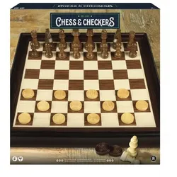Schach- und Damespiel, Holz
