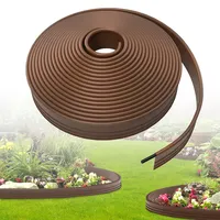 XINZI Rasenkante 15m Kunststoff Rasenkanten, Flexible Garten Blumenbeet Umrandung Beeteinfassungen, 9.6cm Hoch Beetumrandung Beeteinfassung, Gartenumrandung mit Verbindern, Braun