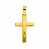 Kreuzkette ADELIA ́S "Halskette - Kreuzkette mit Kreuz Anhänger aus 585 Gold", gold, Halsketten, Damen, Gelbgold 585 Gold, Gelbgold 585, Gold, Kreuzkette, Schmuckset mit bis 45 cm stufenlos verstellbarer 925 Silber Halskette