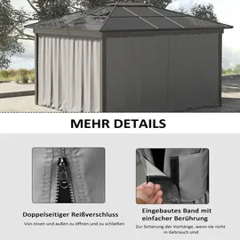 Outsunny 4 Seitenteile für 3x3 m Pavillon mit Haken 302 x 205 cm - hellgrau