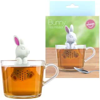 Winkee - Cute Animal Teesieb I Tee Ei für losen Tee I Tea Infuser lustig I Teesieb für Tasse I Gewürzsieb Silikon I Teekugel-Tier-Figur (Häschen)
