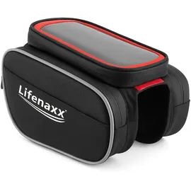 LifenaXX Fahrradtasche LX-029 Rahmentasche schwarz mit Smartphone Fach, wasserdicht, 3 L Volumen