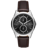 Giorgio Armani Armani Exchange Uhr für Herren , QuarzMultifunktionswerk, 42MM Braunes Edelstahlgehäuse mit Lederarmband, AX1868