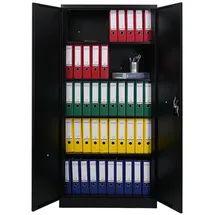 Proregal Flügeltürenschrank ELEPHANT HxBxT 185x90x40cm | 4 Fachböden Schwarz Metall, 90x185x40 cm, Arbeitszimmer, Aktenschränke