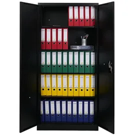 Proregal Flügeltürenschrank ELEPHANT HxBxT 185x90x40cm | 4 Fachböden Schwarz Metall, 90x185x40 cm, Arbeitszimmer, Aktenschränke