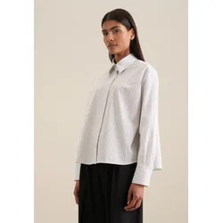Hemdbluse SEIDENSTICKER "Schwarze Rose", Damen, Gr. XS (34), weiß, 100% Baumwolle, gestreift, oversize, ohne Ausschnitt, Langarm, Blusen, Langarm Kragen Streifen