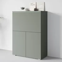Home Affaire PC-Schrank HOME AFFAIRE "Vera, Sekretär, Home-Office-Schreibtisch mit LED-Beleuchtung", grau (salbei), B:90cm H:125,1cm T:42cm, Sekretäre, Multifunktional mit Stauraum, klappbare Tischfläche, LED, B 90 cm