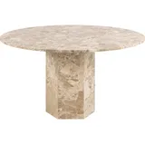Mid.you Esstisch, Beige, Stein, rund, Säule, 130x75x130 cm, Esszimmer, Tische, Esstische, Esstische rund