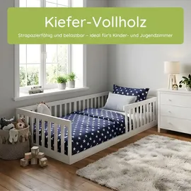 Kids Collective Jugendbett Bodenbett 90 x 200 cm Kiefer massiv weiß