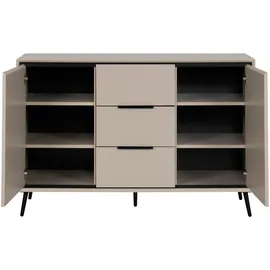 Livetastic Kommode Sideboard 135 x 90 x 38 cm Sand / Schwarz