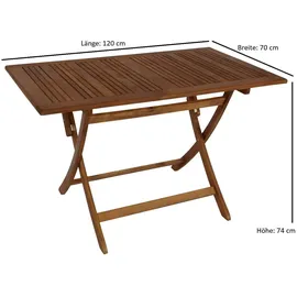 DEGAMO MARACANA Klapptisch 120 x 70 x 74 cm Beige/Braun