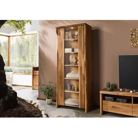 Massivmoebel24 Vitrine Wildeiche 81 x 45 x 204 cm Beige
