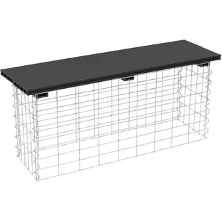 Estexo Gabionen Sitzbank wpc 100x30x43 cm Gartenbank Drahtkorb Steinkorb Dunkelgrau
