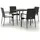 vidaXL Polyrattan Garten-Essgruppe 5-tlg. schwarz inkl. Kissen 3185120