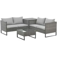 Svita Kansas Rattanlounge Gartenmöbel Set Gartensofa Polyrattan Grau
