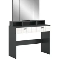 INOSIGN »GORA, Breite 100 cm, 2 Schubkästen, 1feste & 2 faltbare Spiegelflächen« gefräste Front in Waffeloptik hochglanz, Frisiertisch, Spiegeltisch