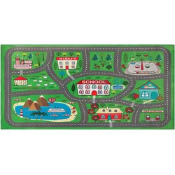 Kinderteppich grün Stadt-Motiv 80 x 150 cm TUTAK