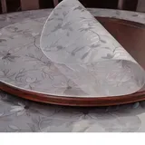Tischfolie Rund Transparent Mit Abgeschrägte Kante,Tischfolie Transparent Rund,Tischdecke Matt,Runden wasserdichte Tischschutz (StyleC1.5mm,120cm)