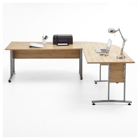 Lomadox Schreibtisch COLUMBUS-10, Büro-Winkelschreibtisch 120x160cm in Alteiche Nb. - : 240x75x200 cm beige|braun|weiß