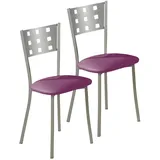 ASTIMESA SCMCBJ Zwei Küchenstühle, Metall, Aubergine, Sitzhöhe 45 cm