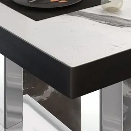 GGM Möbel Bistro Loungetisch 120 x 70 x 41 cm Weiß Marmor/Edelstahl
