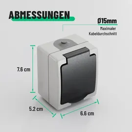 greate. Klappdeckelsteckdose 1-fach Grau