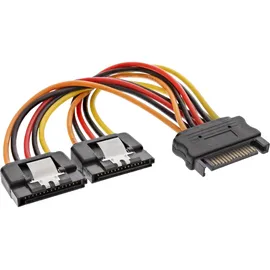 InLine SATA Strom-Y-Kabel, SATA Buchse an 2x SATA ST mit Lasche, 0,30m