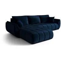 cornero Eckcouch Velours 3-Sitzer Dunkelblau