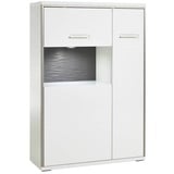 Livetastic Highboard Grau, Silberfarben, weiß , Maße cm B: 94 H: 137 T: 38