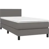 vidaXL Boxspringbett mit Matratze Grau 100x200 cm Kunstleder - Grau
