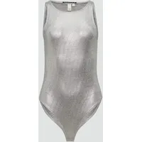 QS | T-Shirt-Body in Metallic-Optik, Damen, silber, S