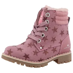 Winterboots TOM TAILOR, Kinder, Gr. 28, rosa (altrosa), Textil, Lederimitat, Glitzer, casual, Schuhe, Blockabsatz, Schnürboots, Outdoorschuh mit TEX-Membran
