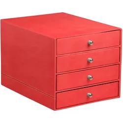 Rhodiarama Schubladenbox mit 4 geschlossenen Laden, Kunstleder, 24,8x32 ,7x22,8cm - Koralle 194582C