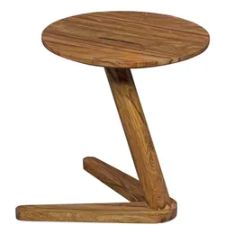 KADIMA DESIGN Beistelltisch BOHA Massivholz Sheesham Design Wohnzimmer-Tisch 45 x 45cm rund Nachttisch Natur-Holz