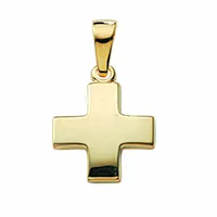 Kreuzkette ADELIA ́S "Halskette - Kreuzkette mit Kreuz Anhänger aus 585 Gold", gold, Halsketten, Damen, Gelbgold 585 Gold, Gelbgold 585, Gold, Kreuzkette, Schmuckset mit bis 45 cm stufenlos verstellbarer 925 Silber Halskette